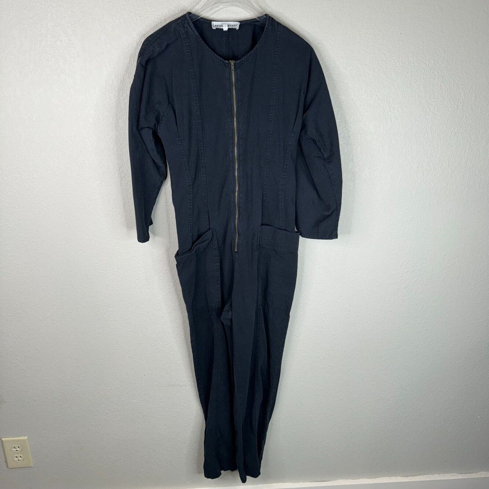 Apiece Apart Flame-Thrower Jumpsuit Charcoal Denim Zip Front Crop‎ Womens Size 2